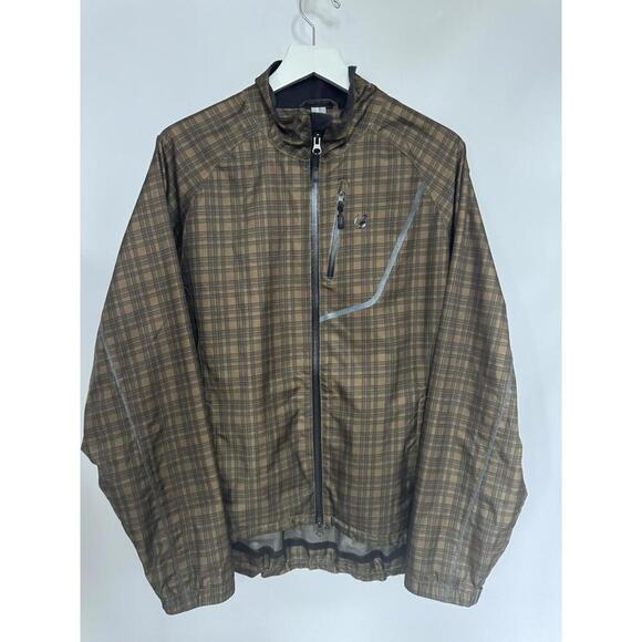 BONTRAGER l Fitted Cycling Jacket Full Zip Athletic Womens Size XL Brown Plaid - Picture 1 of 7